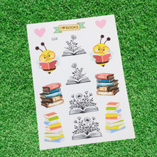 I Love Books Handmade School Book-Themed Vinyl Sticker Sheets