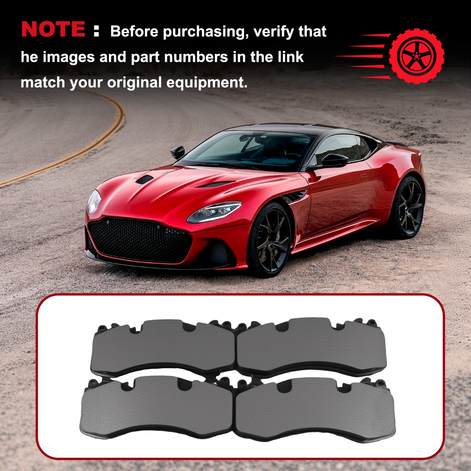 Front Brake pads W/Sensors HY532D007BC HY532L507AA For Aston Martin DB11 Vantage