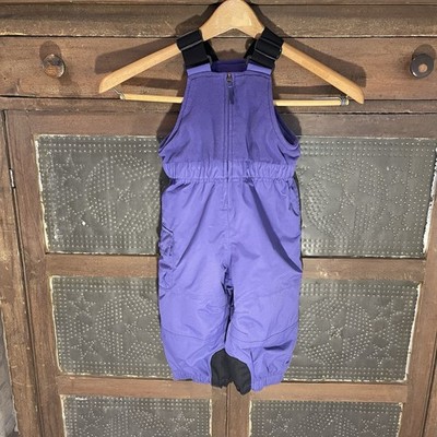 REI Tots Snow Bib Overalls 12 Months Purple Adjustable Straps Zipper Snow Fun  