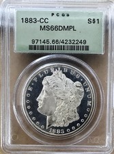 1883 CC MORGAN DOLLAR PCGS MS66DMPL! OLD GREEN HOLDER! PREMIER GEM PQ+++ #63542