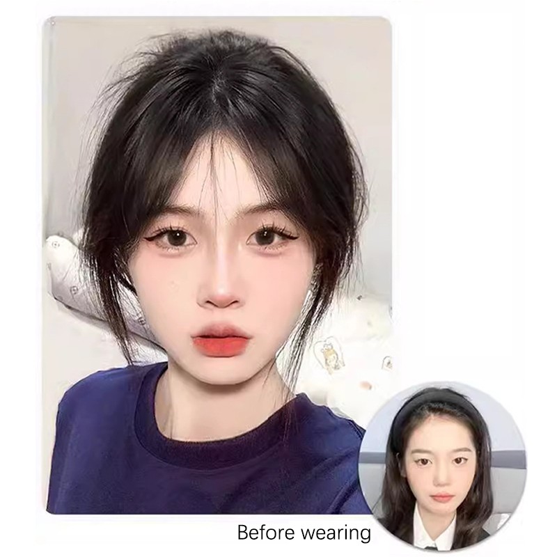 Middle Part Fake Bangs Fringe Synthetic Topper Hairpiece Clip-In Bang Extension