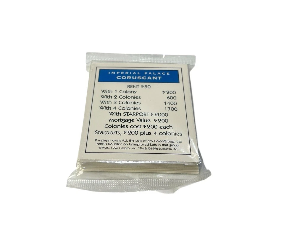 Vintage 1996 Monopoly Star Wars Replacement Parts Title Deeds Cards NEW Sealed - Image 3 of 4