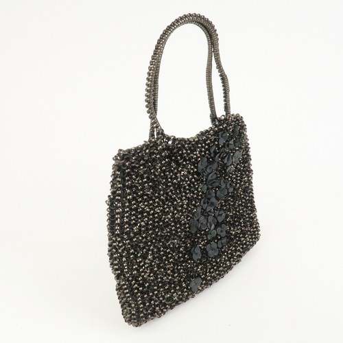 ANTEPRIMA Wire Bag PVC Leather Hand Bag Flower Motif Black Gold Auth Used F/S - Picture 4 of 21