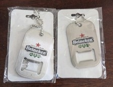 Lote de 2 abridores de botellas Heineken etiqueta de perro llavero cadena bola