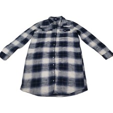 Old Navy Womens Blue And White Plaid T Short Dress Size S Collar