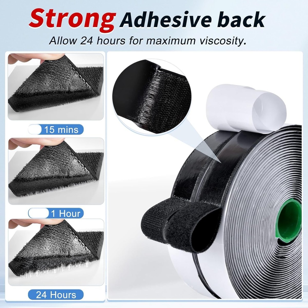 26ft X 0.75in) White Hook And Loop Strips With Adhesive, Double Rolls