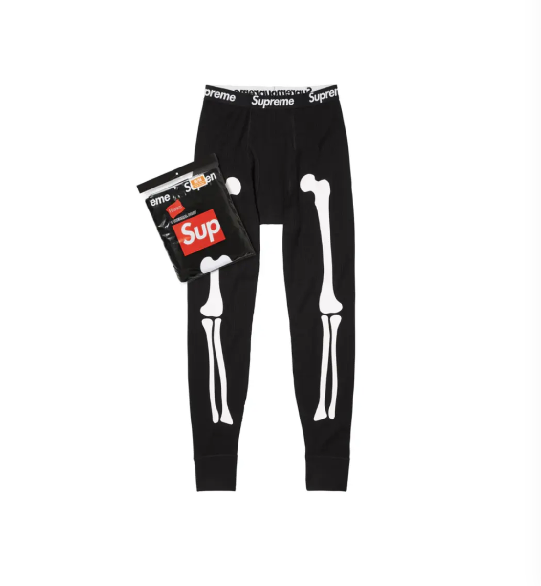 Supreme x Hanes Bones Thermal Pants - Size Medium - Black - NEW | eBay