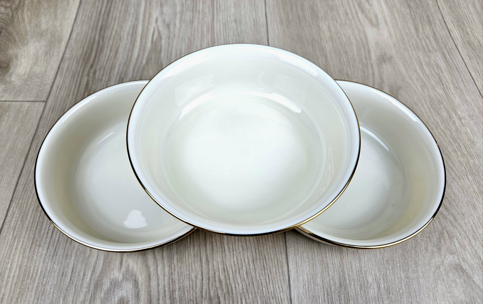 3 Lenox Eternal Fruit Dessert Sauce Berry Bowls 5.25" Ivory Cream Gold Set of 3