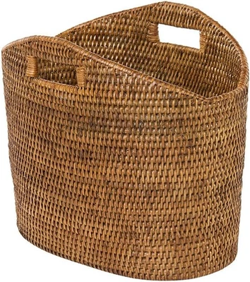 1060135 La Jolla Oval Rattan Magazine Rack, Honey Brown - Image 1 of 4