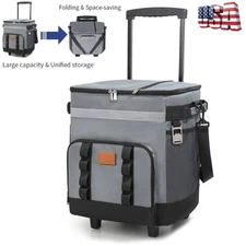 Portable Wheeled Cooler Bag Large Insulated Rolling Cooler with Detachable Wheel