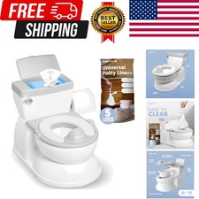 Real Feel 2-in-1 Potty with Wipes Storage, Flushing Sounds  Disposable Liner...