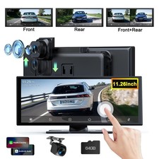 11.26" Portable Car Stereo Radio Wireless Apple Carplay Android Auto FM Rear Cam