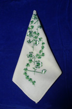 Vintage St. Patrick's Day Hankie Handkerchief Shamrocks Pipes