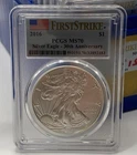 2016 Ms70 Silver Eagle PCGS 1oz Fine First Strike 30th Anniv Spots Toned