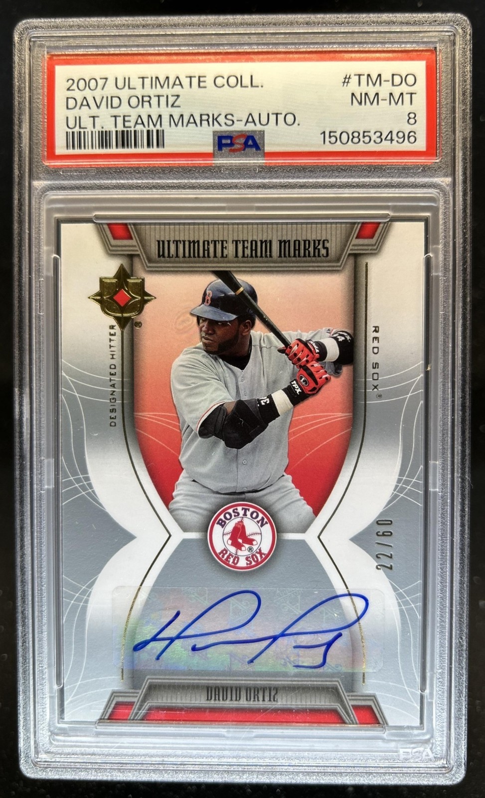 2007 Upper Deck Ultimate David Ortiz Team Marks Auto Autograph #/60 PSA 8