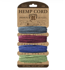 Earthy Pastels Hemp Cord Set 20lb 1mm Hemptique HM7   4 colors 29.8ft each 
