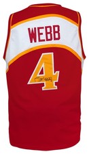 Spud Webb (HAWKS) Signed Red Throwback Custom Basketball Jersey - (SCHWARTZ COA)