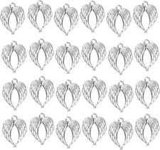 Angel Wings Charms - 30 Pack Silver Tone for DIY Jewelry Making Supplies, Small