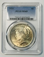 1924 P Peace Dollar PCGS MS-65