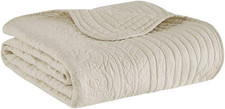 Luxe Quilted Throw Blanket - Damask Stitching Design, Cotton Filled Spread, Ultr