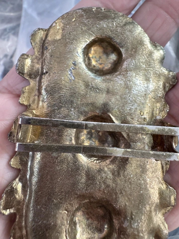 VTG 1970s Victorian Revival Ornate Gold Tone Cast Metal Rococo Belt Buckle - Image 3 of 4