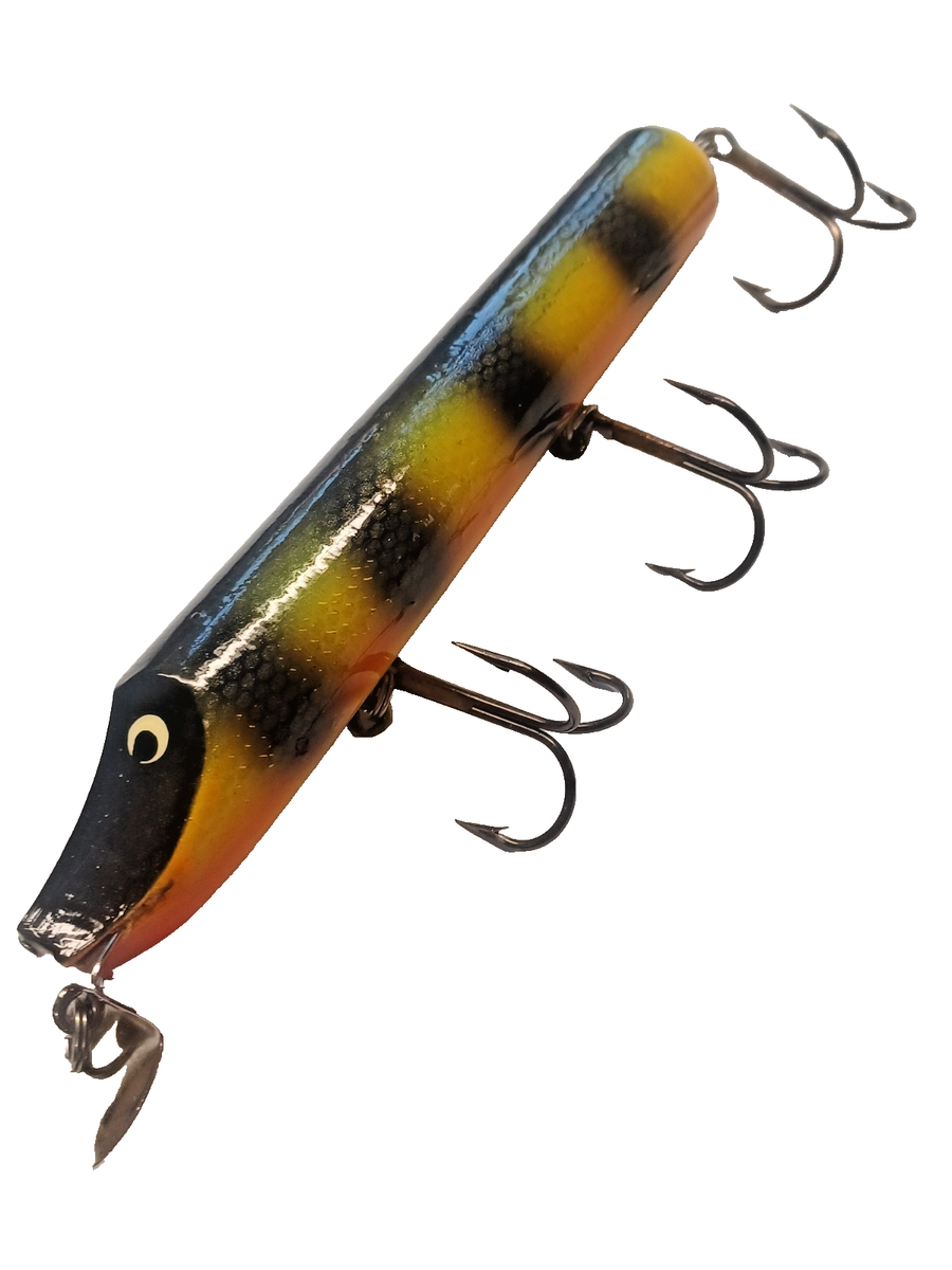 Hi Fin Giant Scamper Wood Fishing Lure 7" Musky Bait Perch Color Hi Fin Giant Scamper Wood Fishing Lure 7" Musky Bait Perch Color