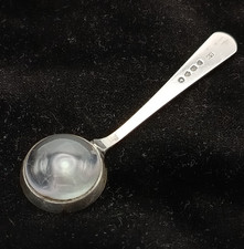 Rare Small Victorian Sterling Silver Hallmarked Glazed Bowl Salt Medicine Spoon