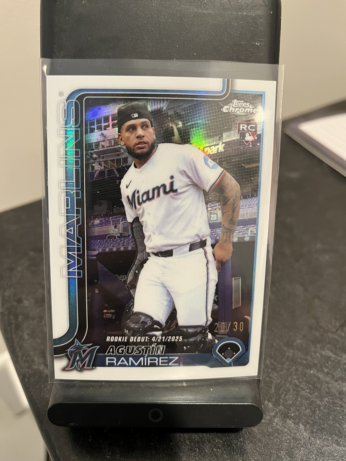 2025 Topps Chrome Update Agustin Ramirez RC White Refractor /30 #USC38 Marlins