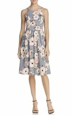 AQUA Floral Fit & Flare Midi Dress – Romantic Cottagecore Garden Party Dress