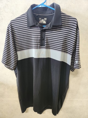 Men's Large Under Amour Heat Gear Golf Polo Coldblack