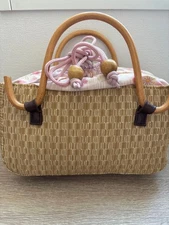 Japanese style bag with floral pattern drawstring pouch