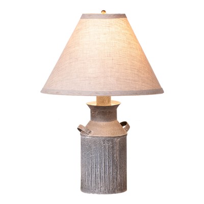Irvins Country Tinware Milk Jug Lamp with  Linen Shade