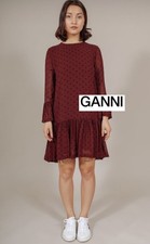 Ganni Carlton Georgette Dress in Decadent Chocolate, 36, S/M