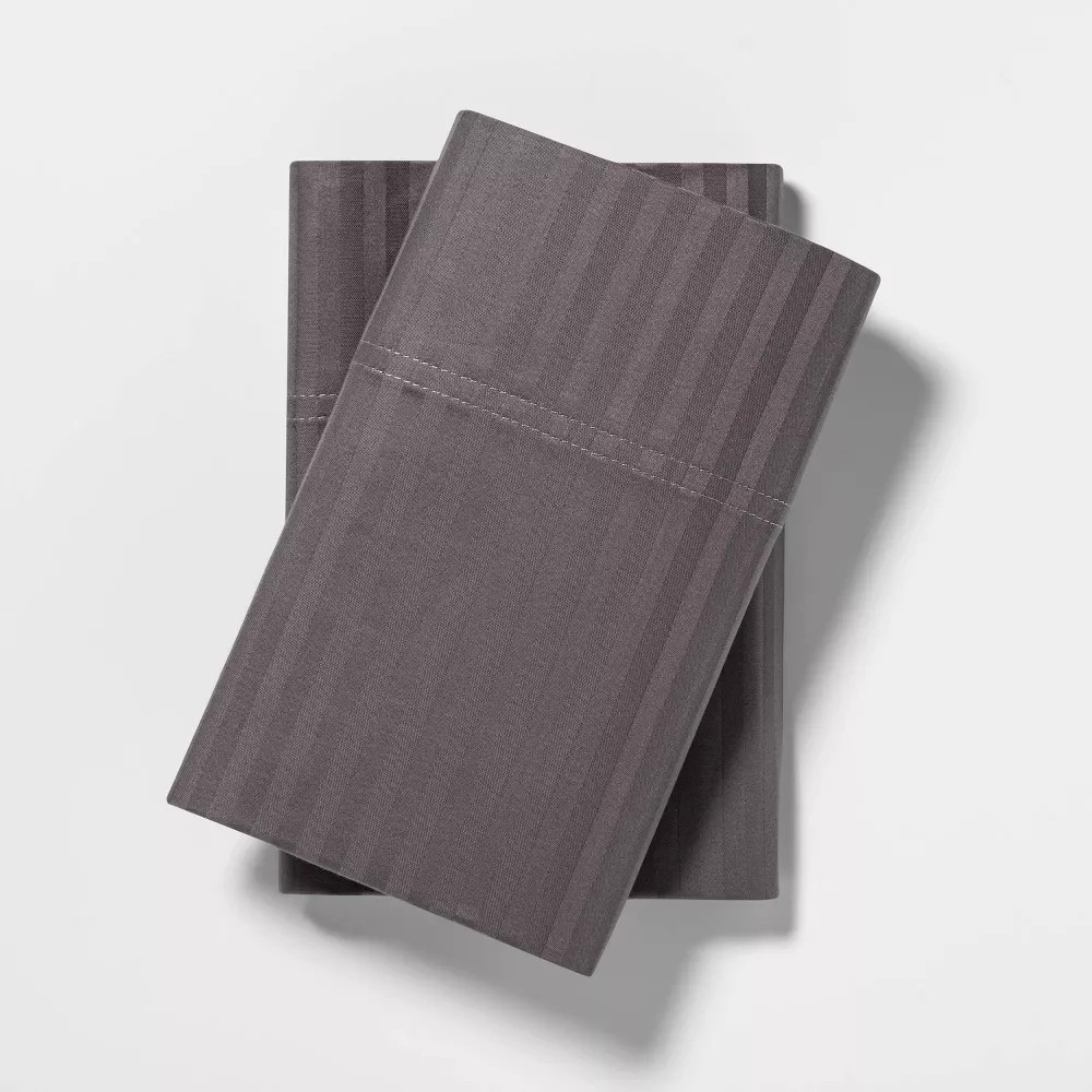 King 400 Thread Count Damask Solid Pillowcase Set Gray - Threshold Cotton 3290₽