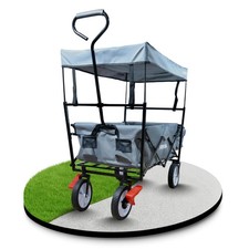 FROSAL Bollerwagen Max faltbar mit Sonnendach & Bremse Handwagen klappbar