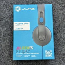 JBuddies Studio 2 Wired Kids Headphones - Gray/Blue - New W/ Microphone 85dB 6 