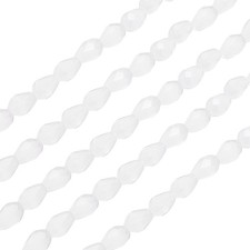 325Pcs Teardrop Faceted Glass Crystal Beads for DIY Crafting, Bright White