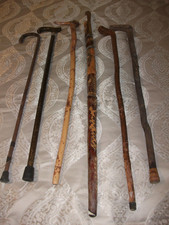 Lot of 6 Vintage Walking Canes / Sticks - Bird w/ long Beak  Snake / Viper