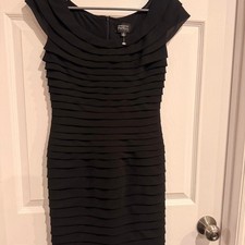 Adrianna Papell Petite Black Tiered Ruffle Cocktail Dress