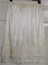 Lady Lace Dress Extender Slip Elastic Waist A Line Skirts Extenders Ivory