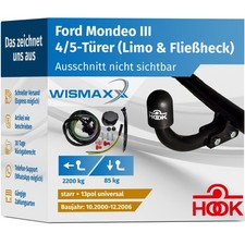 ANHÄNGERKUPPLUNG für Ford Mondeo III 00-06 starr HOOK +13pol E-Satz ABE