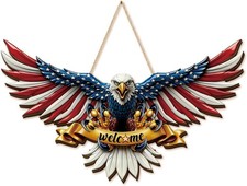 1 Pcs 4Th of July Patriotic Eagle Wreath Hanging Door Sign 250Th Anniversary Mem