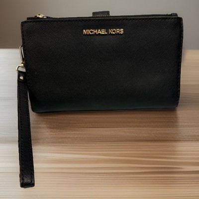 Michael Kors MK Women's Jet Set Travel Double Top Zip Leather - Black