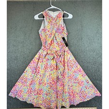 Tahari Arthur S Levine Womens Multi Color Dot Halter Dress Size 6 NWT