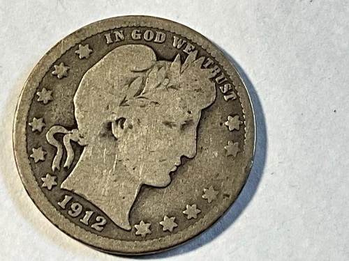 1912-S San Francisco Mint Silver Barber Quarter