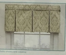 WAVERLY  DONNINGTON BOX PLEAT ROD POCKET VALANCE Linen 52" X 18" NWT