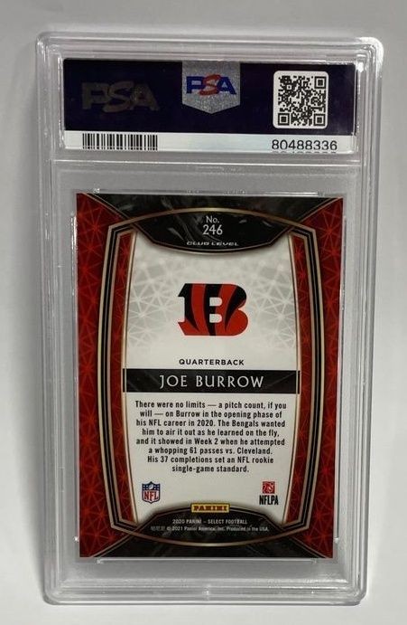 2020 Panini Select #246 Joe Burrow PSA Graded 10 GEM MT view 2