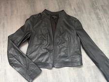 Comma Lederimitat Jacke Kurze Jacke Lederjacke Blazer Bolero Gr.36 Schwarz 