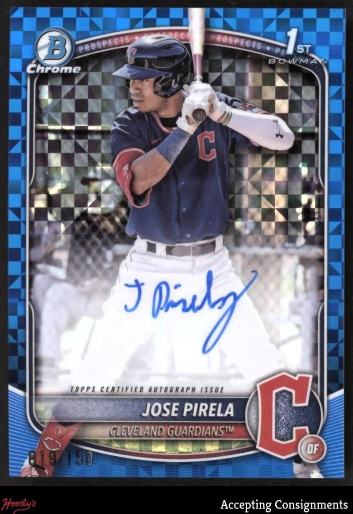 2025 Bowman Chrome Prospect Blue X-Fractors Jose Pirela 1st ROOKIE AUTO 019/150