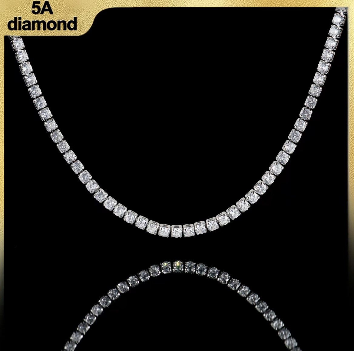 Tennis Chain Luxury Sparkling Necklace 3mm, Radiant, Fathers Day